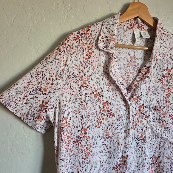 Joie Linen Blend Floral Top & Shorts 2 Piece Set Size Medium Pajama Lounge Fall - Picture 5 of 11